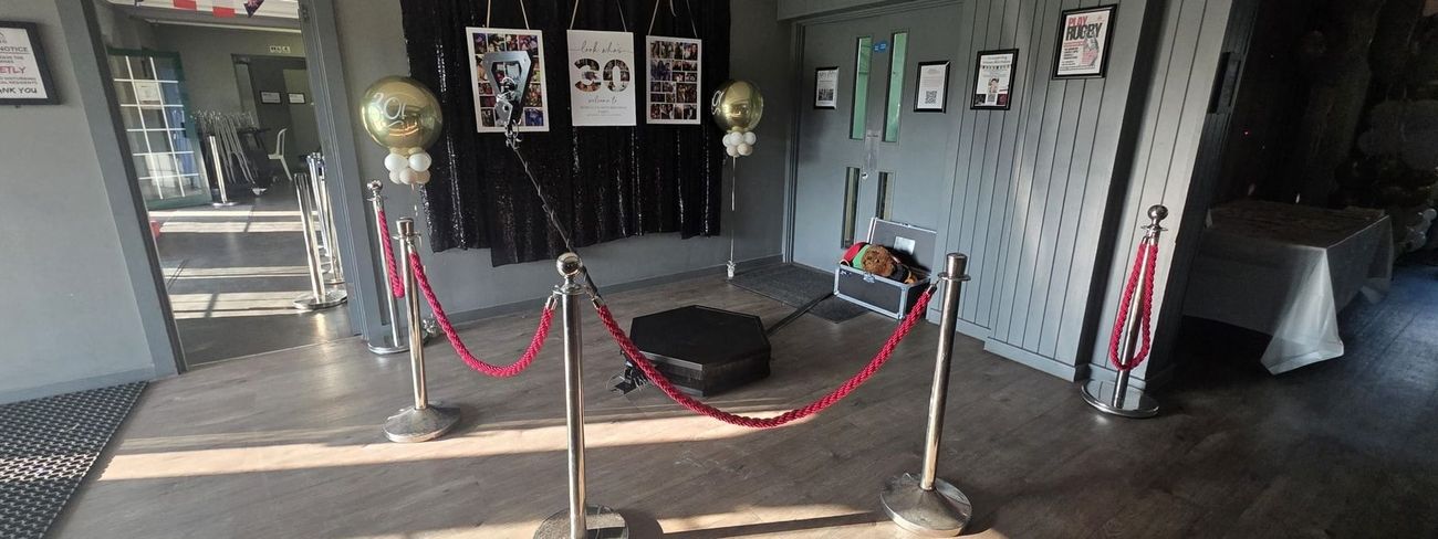 A 360 video booth at a birthday party at Raynes Park Sports Ground