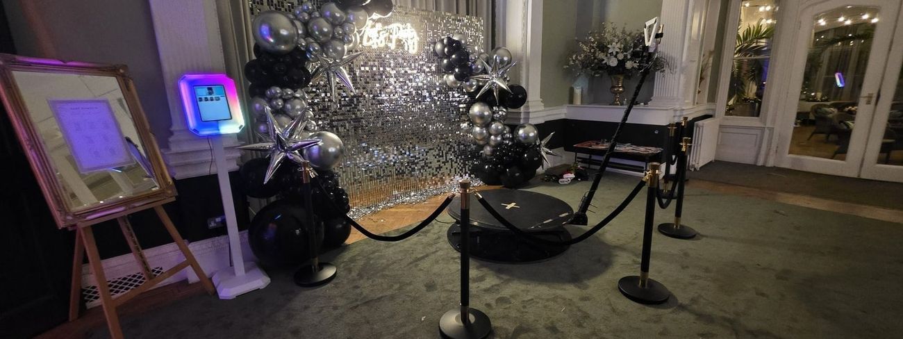 A 360 video booth at a corporate Christmas party at Easthampstead Park Hotel