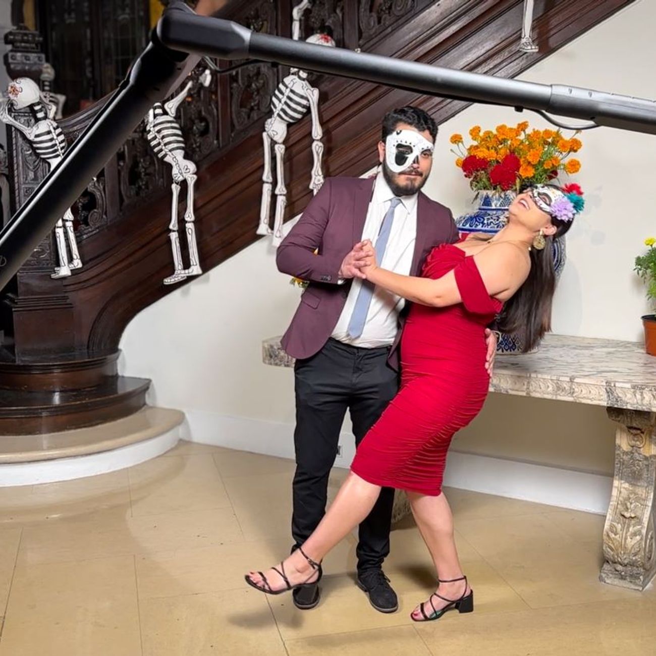 Glambot Day Of Dead Themed Event Dancing Couple