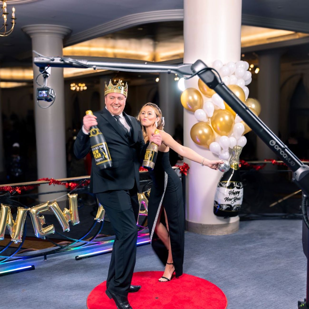 Glambot Twin Arms Nye Gala Crowned Couple Champagne