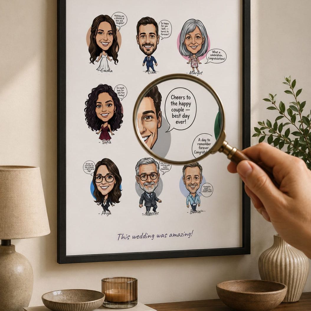 Live Portrait Guestbook Framed Wedding Poster At Home