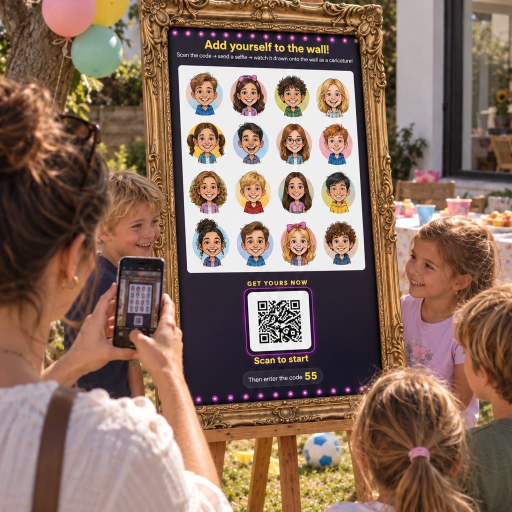 Live Portrait Guestbook Kids Birthday Party Easel Screen