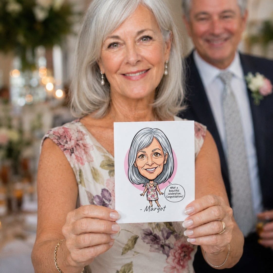 Live Portrait Guestbook Wedding Guest Holding Caricature Print