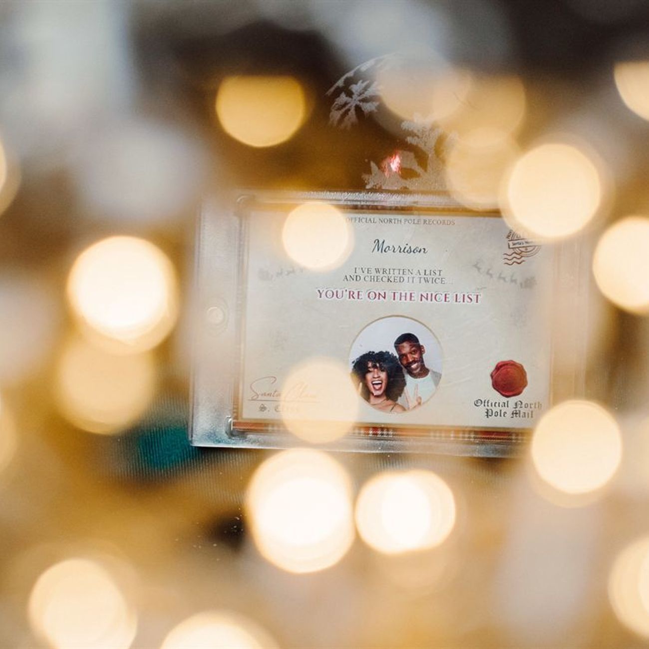 Naughty Or Nice Card Nice List Couple Card Bokeh