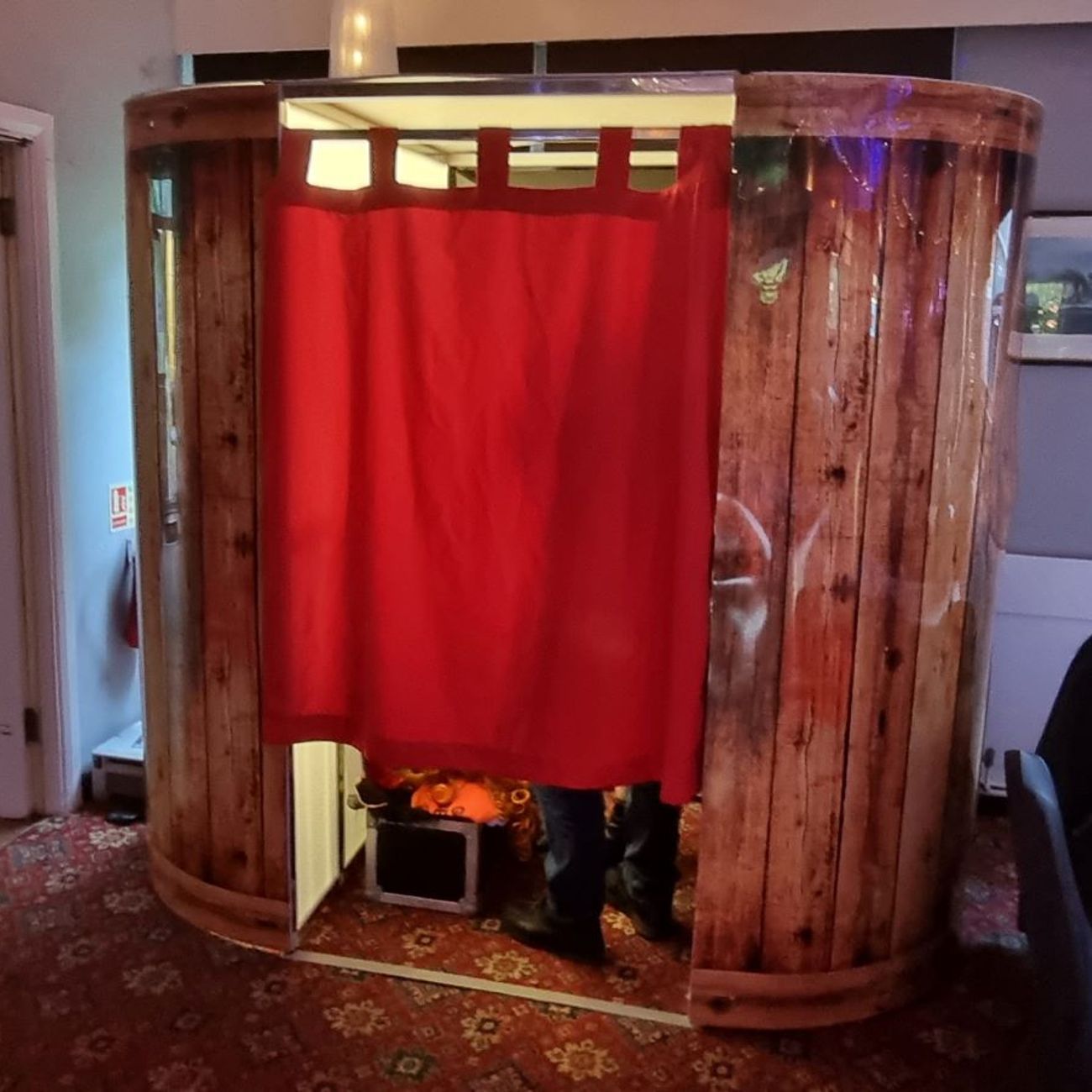 Oval Enclosed Photo Booth Wooden Finish