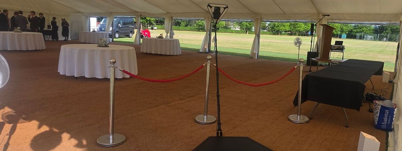 A 360 video booth set up for a school prom at Gordon's School
