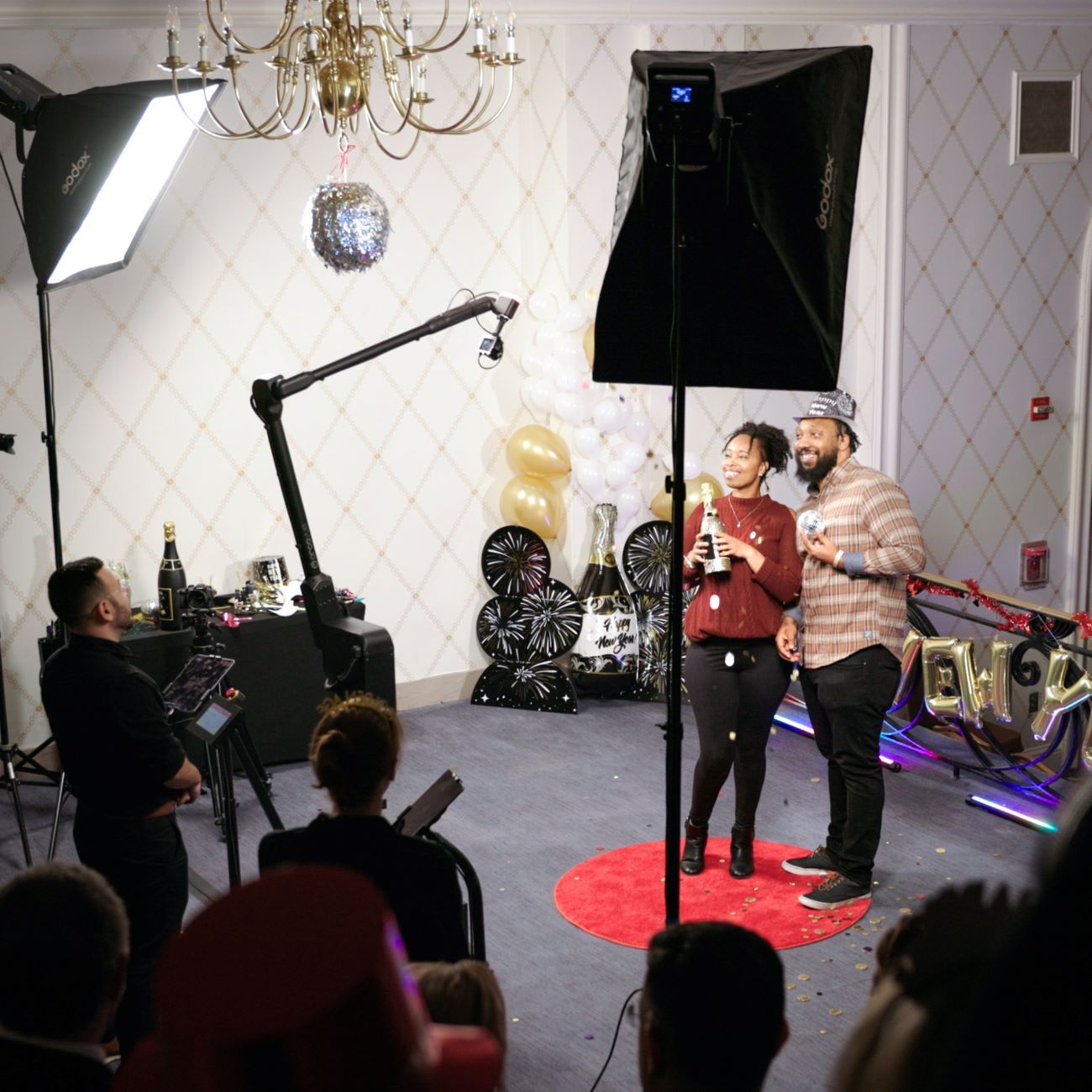 Glambot Corporate Nye Gala Softbox Lighting Couple Champagne