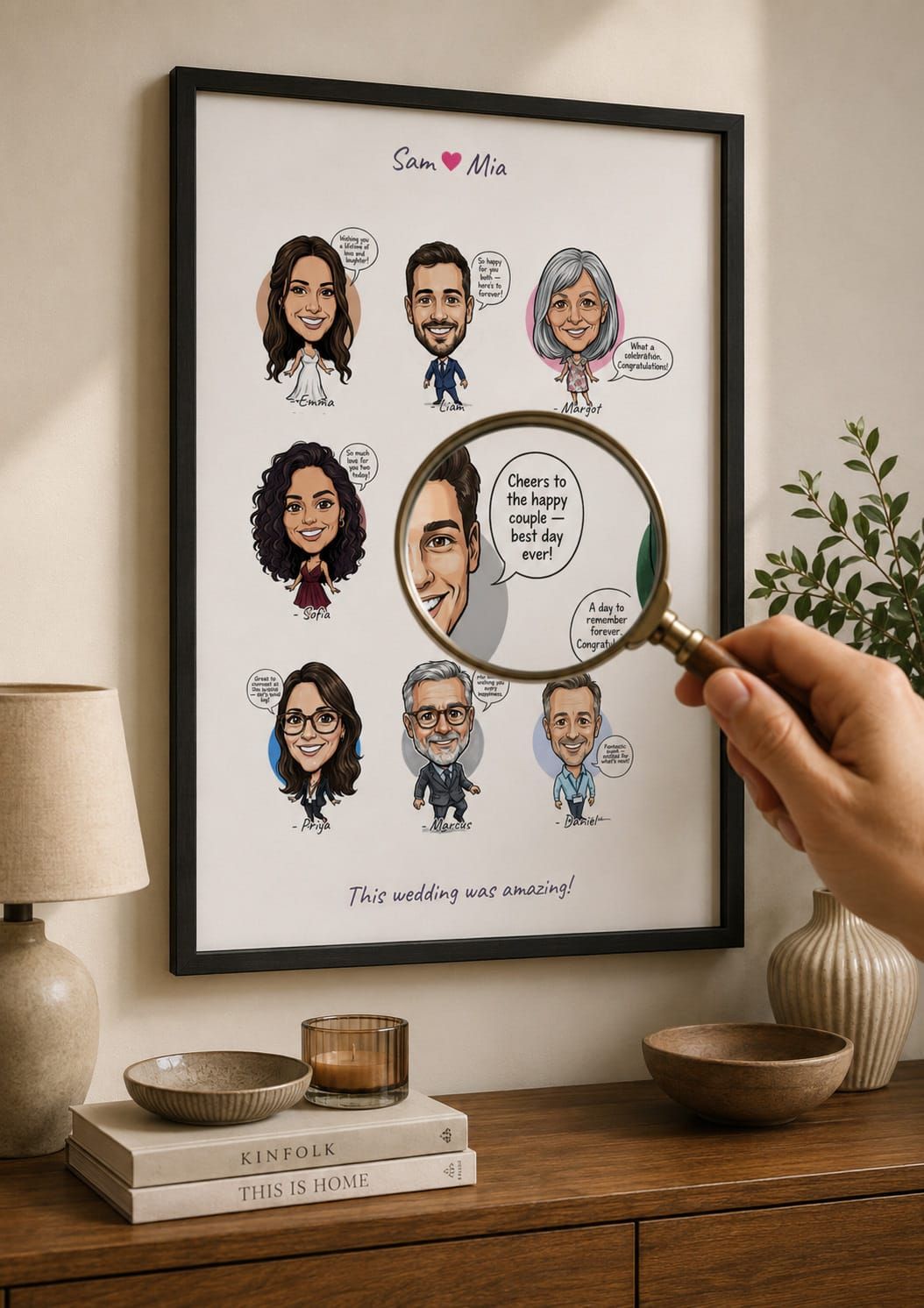 Live Portrait Guestbook Framed Wedding Poster At Home