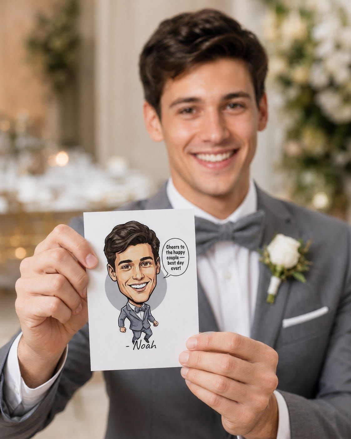 Live Portrait Guestbook Groom Holding Caricature Print