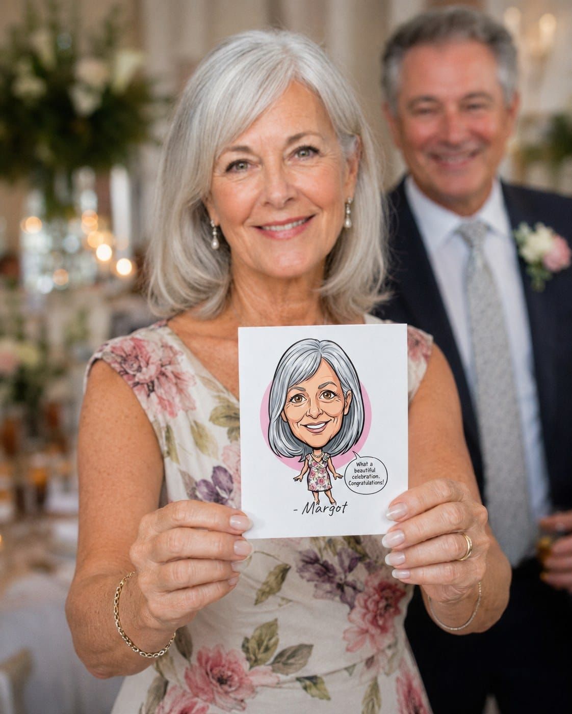 Live Portrait Guestbook Wedding Guest Holding Caricature Print