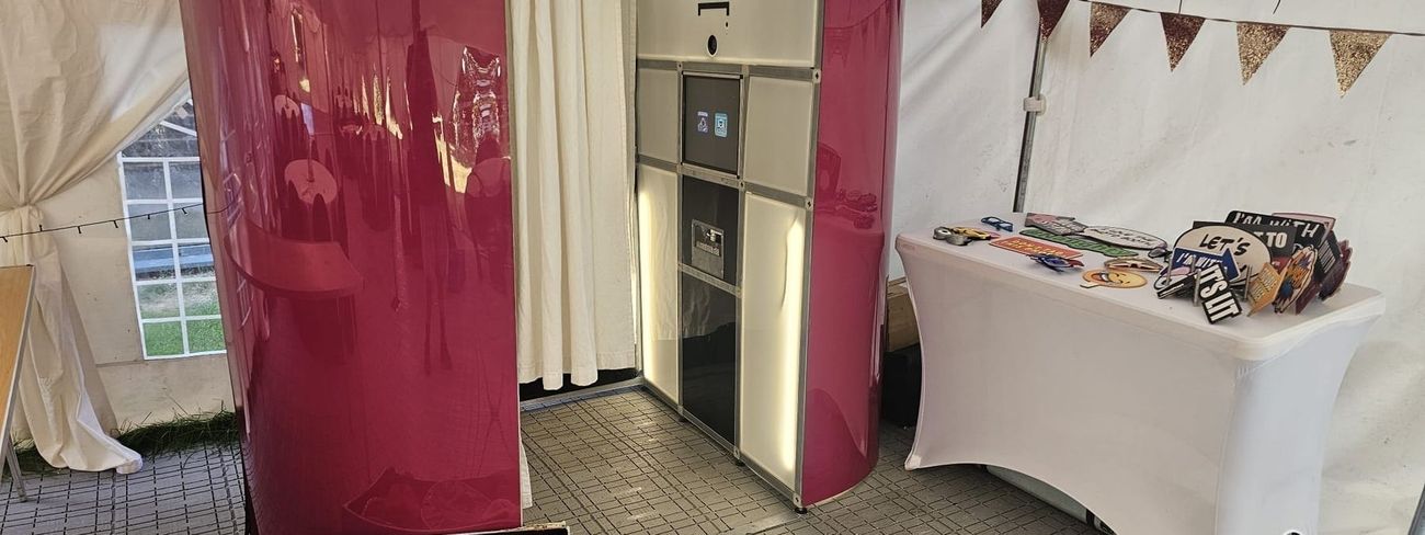 A photo booth set up for a summer party at St Teresa's
